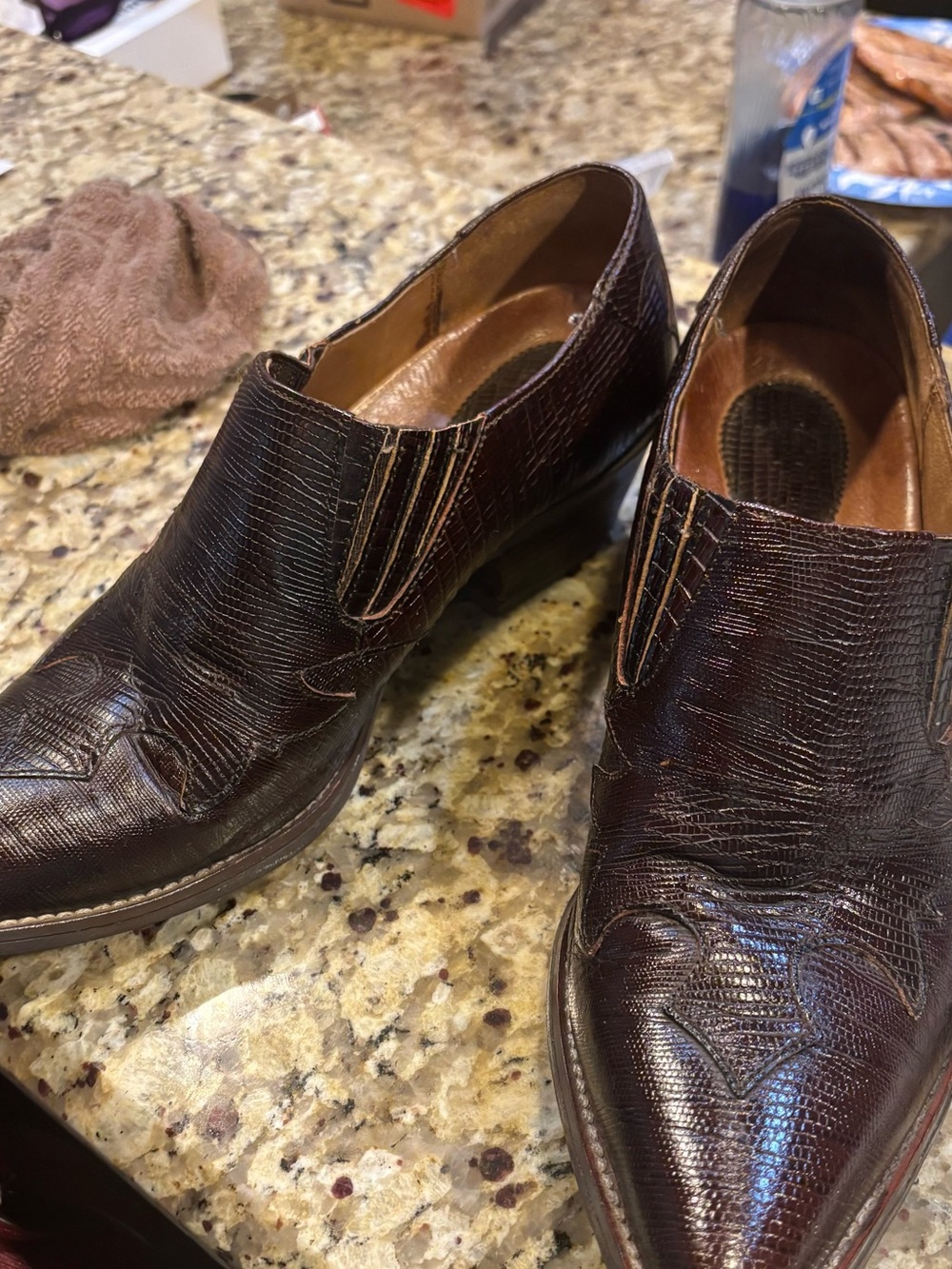 Ariat Women’s Genuine Teju Lizard Western Ankle Boots Brown Size 8B Leather